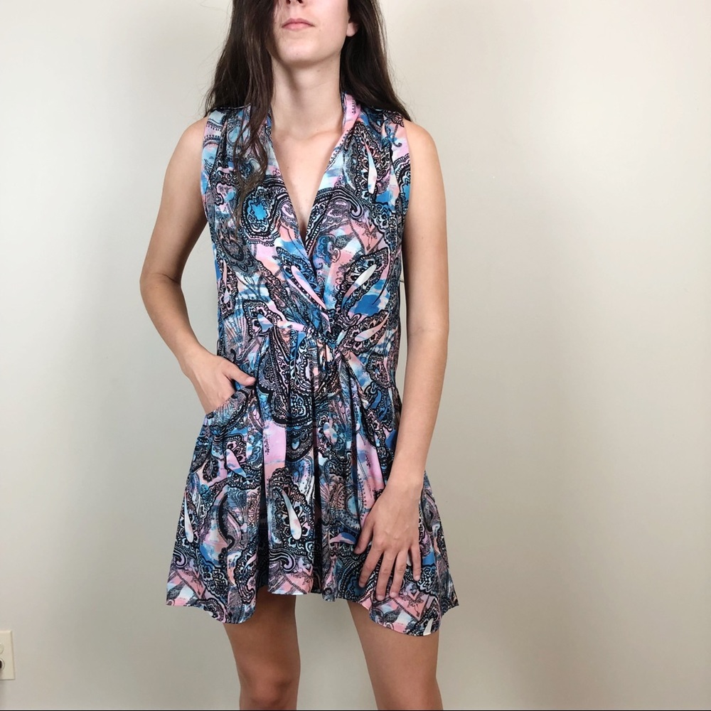 Rebecca Minkoff Paisley Silk Hi Low Mini Dress